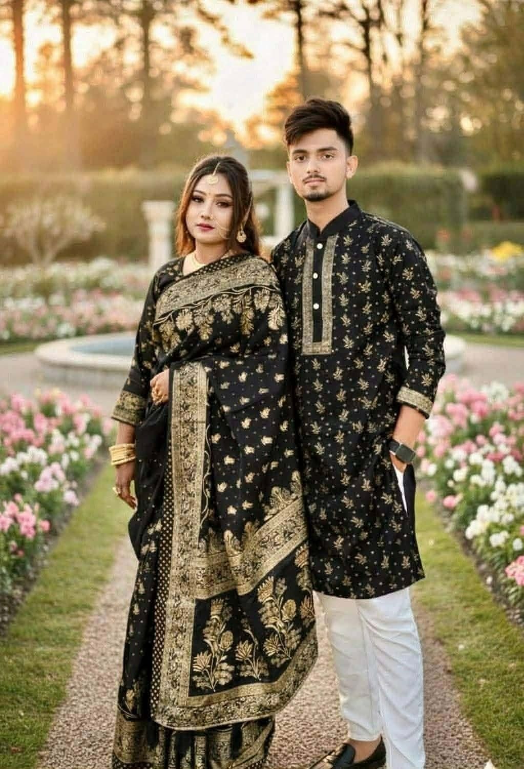 জাপানি সিল্ক শাড়ি ব্লাউজ পিচ অনলি পাঞ্জাবি কালো বক্স